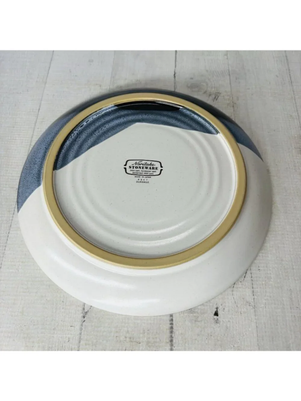 Noritake Stoneware DURANGO 8647 Black Blue Abstract Panels Dinner Plates Set 4